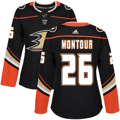 Adidas Ducks #26 Brandon Montour Black Home Authentic Women's Stitched NHL Jersey - Click Image to Close